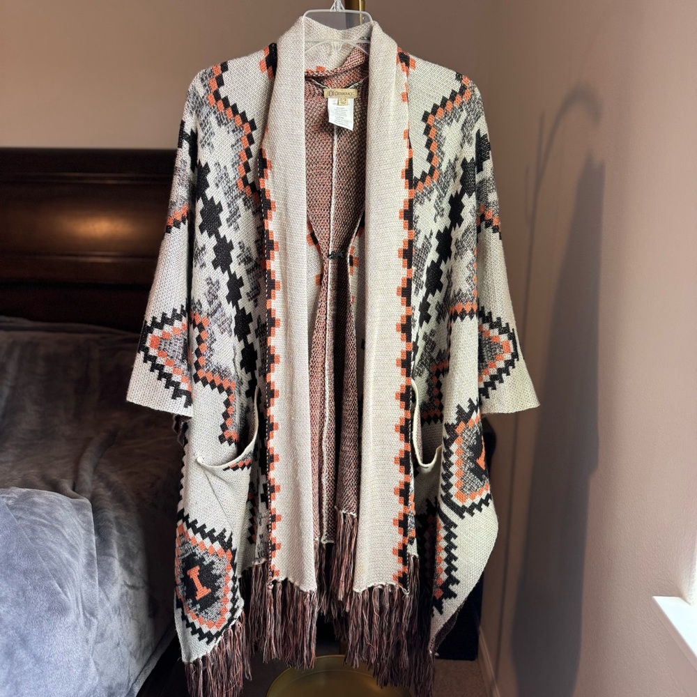 Democracy Boho Fringe Cardigan Sweater - S/M